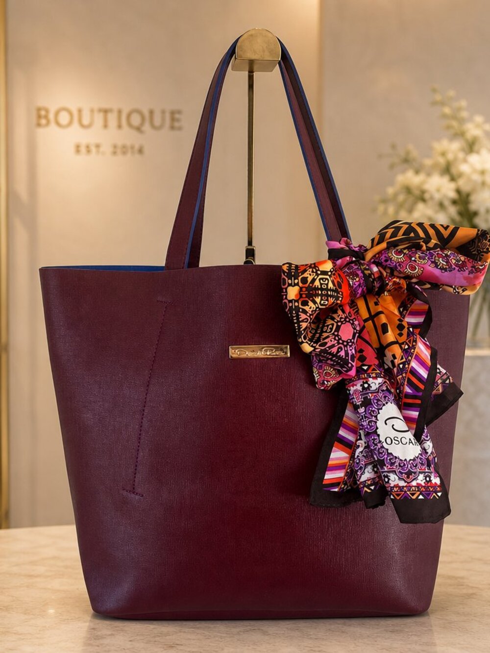 Oscar de la Renta Tote & Silk Scarf